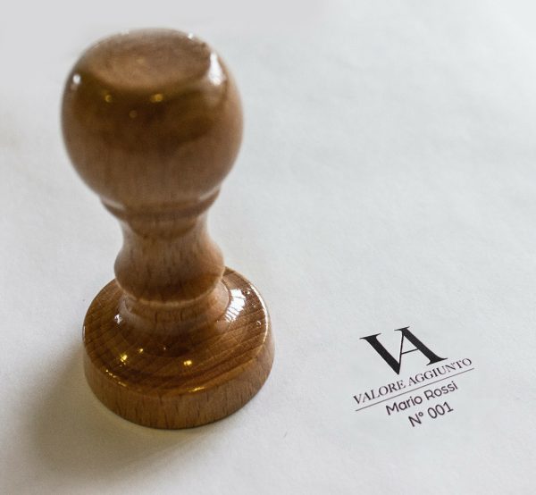 Timbro tondo in legno TOP QUALITY personalizzabile area stampabile 38mm