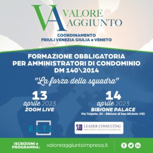 Formazione obbligatoria per amministratori di condominio 13 e 14 aprile 2023