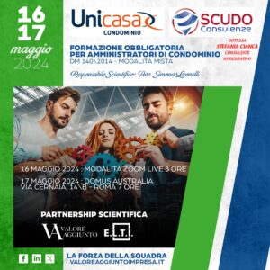 Formazione obbligatoria per amministratori di condominio 16 e 17 maggio