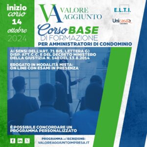 Corso di formazione base per amministratori di condominio 14 ottobre 2024