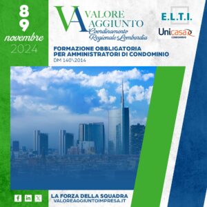 Formazione obbligatoria per amministratori di condominio 8 e 9 novembre 2024