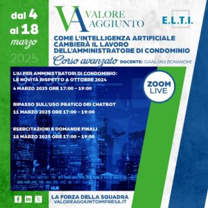 Come l'intelligenza artificiale cambierà il lavoro dell'amministratore di condominio Corso avanzato